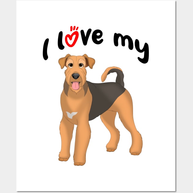 I Love My Airedale Dog Wall Art by millersye